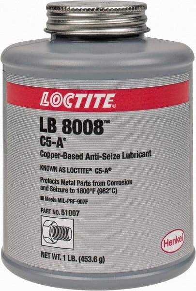 Loctite - 1 Lb Can High Temperature Anti-Seize Lubricant - Copper/Graphite, -29 to 1,800°F, Copper Colored, Water Resistant - USA Tool & Supply