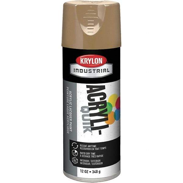 Krylon - Khaki (Color), 12 oz Net Fill, Gloss, Lacquer Spray Paint - 15 to 20 Sq Ft per Can, 16 oz Container, Use on Cabinets, Color Coding Steel & Lumber, Conduits, Drums, Ducts, Furniture, Motors, Pipelines, Tools - USA Tool & Supply