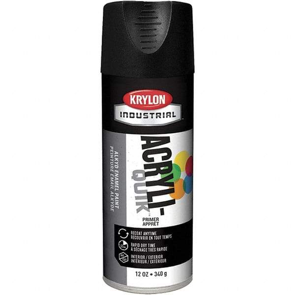 Krylon - 16 oz Charcoal Black Primer - 15 to 20 Sq Ft Coverage, Direct to Metal, Quick Drying, Interior/Exterior - USA Tool & Supply