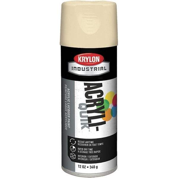 Krylon - Almond (Color), 12 oz Net Fill, Gloss, Lacquer Spray Paint - 15 to 20 Sq Ft per Can, 16 oz Container, Use on Cabinets, Color Coding Steel & Lumber, Conduits, Drums, Ducts, Furniture, Motors, Pipelines, Tools - USA Tool & Supply