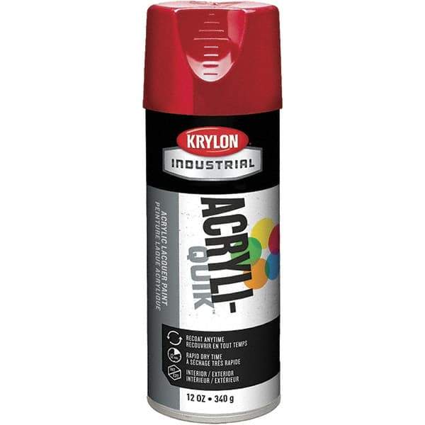 Krylon - Banner Red, Lacquer Spray Paint - 16 oz Container, Use on Cabinets, Color Coding Steel & Lumber, Conduits, Drums, Ducts, Furniture, Motors, Pipelines, Tools - USA Tool & Supply
