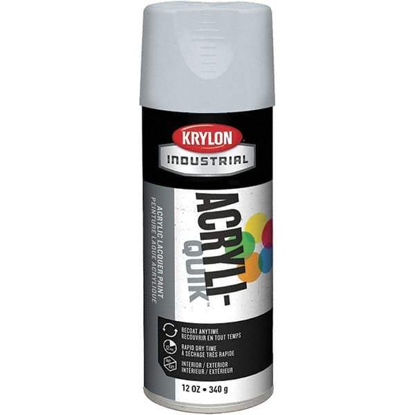 Krylon - Pewter Gray, 12 oz Net Fill, Gloss, Lacquer Spray Paint - 15 to 20 Sq Ft per Can, 16 oz Container, Use on Cabinets, Color Coding Steel & Lumber, Conduits, Drums, Ducts, Furniture, Motors, Pipelines, Tools - USA Tool & Supply
