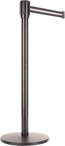 Tensator - 40" High, Tensabarrier Post - Black Steel Post, 90" Tape - USA Tool & Supply