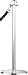 Tensator - 39" High, 2" Pole Diam, Standard Post - 11-1/2" Base Diam, Dome Polished Chrome (Color) Steel Post - USA Tool & Supply