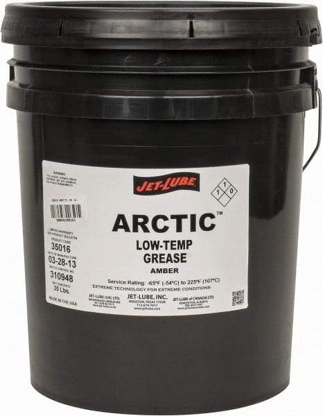 Jet-Lube - 5 Gal Pail Low Temperature Grease - Amber, Low Temperature, 225°F Max Temp, NLGIG 2, - USA Tool & Supply