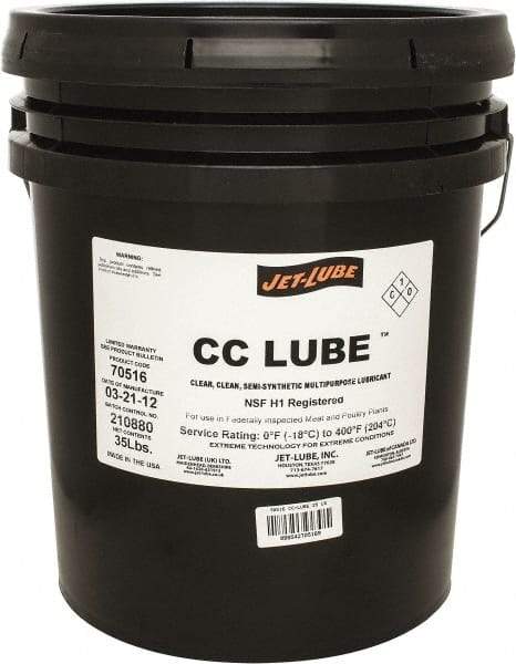 Jet-Lube - 35 Lb Pail Synthetic General Purpose Grease - Clear, Food Grade, 400°F Max Temp, NLGIG 1-1/2, - USA Tool & Supply