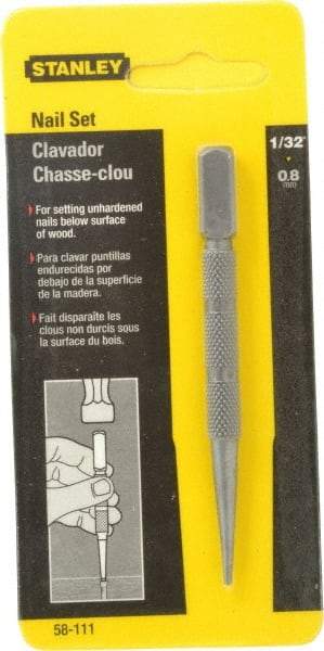 Stanley - Nail Punch - 4" OAL, Steel - USA Tool & Supply