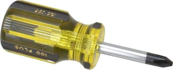 Stanley - #2, 3-1/2" OAL, Stubby Phillips Pocket Screwdriver - 1-1/2" Blade Length, Round Shank, Acetate Handle - USA Tool & Supply