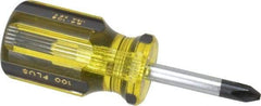 Stanley - #2, 3-1/2" OAL, Stubby Phillips Pocket Screwdriver - 1-1/2" Blade Length, Round Shank, Acetate Handle - USA Tool & Supply