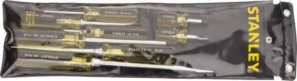 Stanley - 8 Piece Slotted, Phillips & Stubby Screwdriver Set - Bit Sizes: Philips #1 to #3, Tip Thickness: 1/4, 5/16 & 3/8 - USA Tool & Supply
