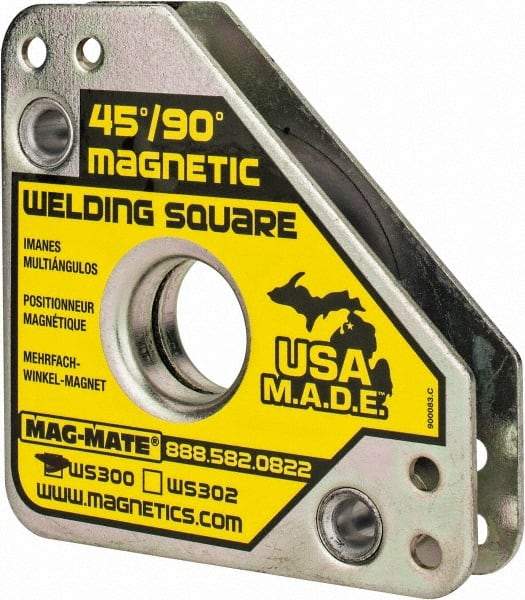 Mag-Mate - 3-3/4" Wide x 3/4" Deep x 3-3/4" High, Rare Earth Magnetic Welding & Fabrication Square - 60 Lb Average Pull Force - USA Tool & Supply