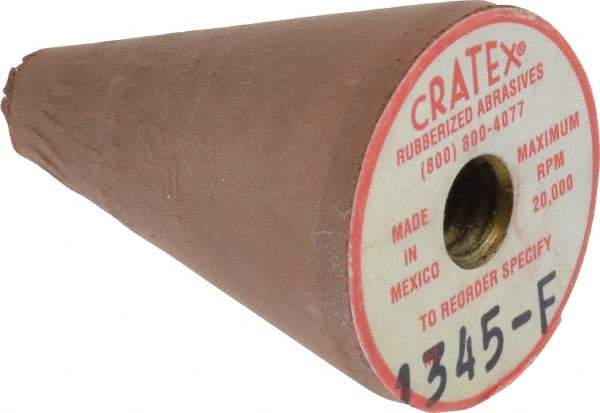 Cratex - 7/8" Max Diam x 1-1/4" Long, Taper, Rubberized Point - Fine Grade, Silicon Carbide, 1/4" Arbor Hole, Unmounted - USA Tool & Supply