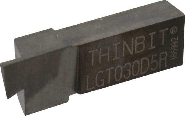 Thin Bit - 030LGT Grade Dura-Max 5000, 0.03" Cutting Width Carbide Grooving Insert - 0.15" Max Depth of Cut, Right Hand - USA Tool & Supply