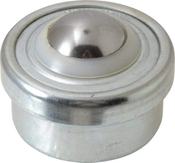 Value Collection - 1 Inch Diameter, Round, Carbon Steel Ball Transfer - 2 Inch Overall Diameter, 1.4375 Inch Mount Height, 125 Lb. Capacity - USA Tool & Supply