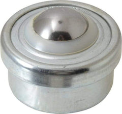 Value Collection - 1 Inch Diameter, Round, Carbon Steel Ball Transfer - 2 Inch Overall Diameter, 1.4375 Inch Mount Height, 125 Lb. Capacity - USA Tool & Supply