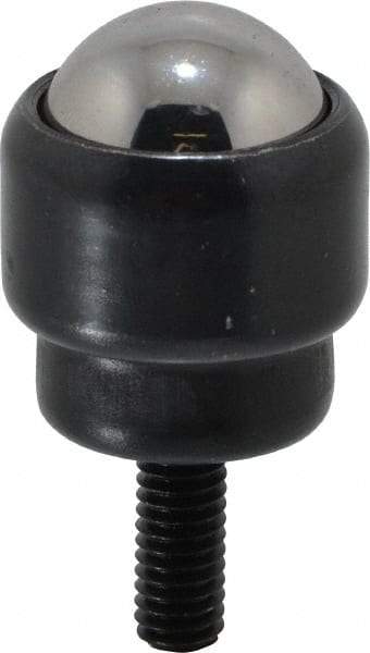 Value Collection - 1 Inch Diameter, Round, Carbon Steel Ball Transfer - 1.2188 Inch Overall Diameter, 1.4375 Inch Mount Height, 125 Lb. Capacity - USA Tool & Supply
