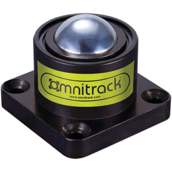 Value Collection - 1 Inch Diameter, Square, Chrome Steel Ball Transfer - 1-3/4 Inch Overall Diameter, 1-5/8 Inch Mount Height, 500 Lb. Capacity - USA Tool & Supply