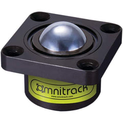 Value Collection - 1-1/2 Inch Diameter, Square, Chrome Steel Ball Transfer - 2-3/8 Inch Overall Diameter, 1 Inch Mount Height, 2,425 Lb. Capacity - USA Tool & Supply
