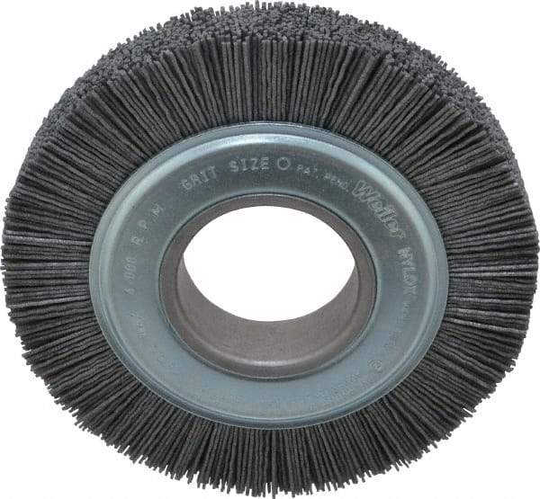 Weiler - 6" OD, 2" Arbor Hole, Crimped Nylon Wheel Brush - 1" Face Width, 1-1/4" Trim Length, 0.04" Filament Diam, 3,600 RPM - USA Tool & Supply