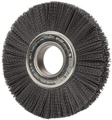 Weiler - 8" OD, 2" Arbor Hole, Crimped Nylon Wheel Brush - 1" Face Width, 2-1/4" Trim Length, 0.04" Filament Diam, 3,600 RPM - USA Tool & Supply