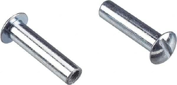 Made in USA - #10-24 Thread Barrel, Slotted/Phillips Drive, Steel Sex Bolt & Binding Post - Zinc-Plated Finish, 3/8" Long Barrel - USA Tool & Supply