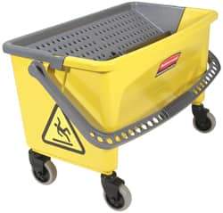 Rubbermaid - 40 Qt Plastic Bucket & Wringer - 14-1/2" Long x 16.1" High x 26.2" Wide, Yellow - USA Tool & Supply