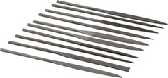 Value Collection - 10 Piece Swiss Pattern File Set - 6-1/4" Long, 2 Coarseness, Round Handle, Set Includes Barrette, Equalling, Half Round, Knife, Oval, Regular Pillar, Round, Square, Three Square, Warding - USA Tool & Supply