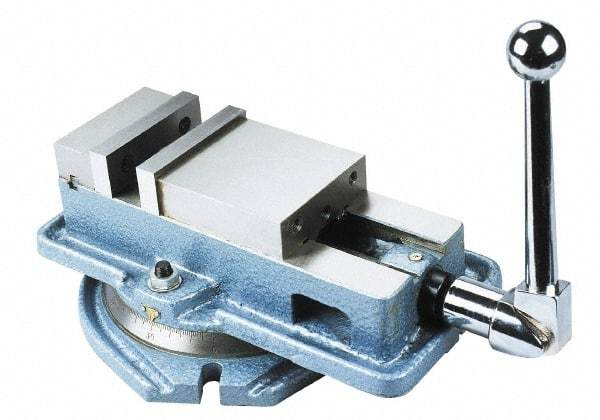 Interstate - 4" Jaw Width, 4" Jaw Opening Capacity, Horizontal Swivel Machine Vise - Manual Operation, 1 Station, 12-3/8" Long x 4.96" High x 1-1/4" Deep, 4-1/8" Jaw Height - USA Tool & Supply