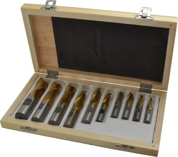 Interstate - 3/16 to 3/4", 2 Flute Square End Mill Set - TiN Coating, High Speed Steel, Single End, Centercutting - USA Tool & Supply