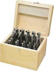 Interstate - 3/16 to 3/4", 2, 4 Flute Square End Mill Set - Uncoated, High Speed Steel, Single End, Centercutting - USA Tool & Supply