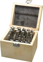 Interstate - 3/16 to 3/4", 2, 4 Flute Square End Mill Set - Uncoated, Cobalt, Single End, Centercutting - USA Tool & Supply