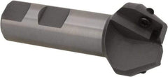 Everede Tool - 30° Lead Angle, 1.303" Max Cut Diam, 3/4" Min Cut Diam, 0.479" Max Depth of Cut, Indexable Chamfer and Angle End Mill - 2 Inserts, APLT 347 Insert Style, 3" Overall Length, Straight Shank, 60° Included Angle - USA Tool & Supply