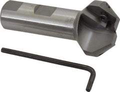 Everede Tool - 41° Lead Angle, 1.414" Max Cut Diam, 11/16" Min Cut Diam, 0.418" Max Depth of Cut, Indexable Chamfer and Angle End Mill - 2 Inserts, APLT 347 Insert Style, 3" Overall Length, Straight Shank, 82° Included Angle - USA Tool & Supply