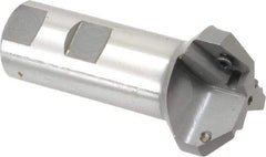 Everede Tool - 45° Lead Angle, 1.721" Max Cut Diam, 15/16" Min Cut Diam, 0.391" Max Depth of Cut, Indexable Chamfer and Angle End Mill - 3 Inserts, APLT 347 Insert Style, 3.2" Overall Length, Straight Shank, 90° Included Angle - USA Tool & Supply
