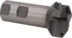 Everede Tool - 60° Lead Angle, 1.708" Max Cut Diam, 3/4" Min Cut Diam, 0.277" Max Depth of Cut, Indexable Chamfer and Angle End Mill - 3 Inserts, APLT 347 Insert Style, 3.2" Overall Length, Straight Shank, 120° Included Angle - USA Tool & Supply