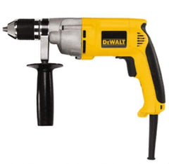 DeWALT - 1/2" Keyless Chuck, 0 to 600 RPM, Pistol Grip Handle Electric Drill - 7.8 Amps, 120 Volts, Reversible, Includes 360° Side Handle - USA Tool & Supply