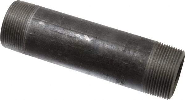 Made in USA - Schedule 80, 1-1/2" Diam x 6-1/2" Long Black Pipe Nipple - Threaded - USA Tool & Supply