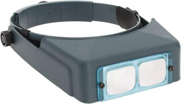 Made in USA - 2.5x Magnification, Optical Glass, Rectangular Magnifier - Headband Mount, 8 Inch Focal Distance - USA Tool & Supply