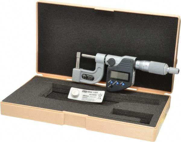 Mitutoyo - 0 to 1 Inch Measurement Range, Pin Anvil, Ratchet Stop Thimble, Electronic Tube Micrometer - Accurate Up to 0.0002 Inch, Carbide - USA Tool & Supply