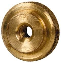 Gibraltar - #10-24 UNC Thread, Uncoated, Brass Round Knurled Check Nut - 1/4" Overall Height, 3/4" Diam x 3/16" Head Height, 1/2" Base Diam - USA Tool & Supply