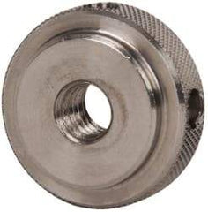 Gibraltar - 5/16-18" UNC Thread, Uncoated, Stainless Steel Round Knurled Check Nut - 3/8" Overall Height, 1" Head Diam, 3/4" Diam x 3/32" Base Height - USA Tool & Supply