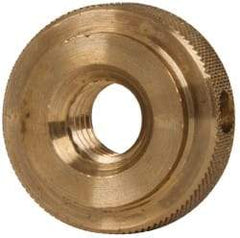 Gibraltar - 3/8-16" UNC Thread, Uncoated, Brass Round Knurled Check Nut - 3/8" Overall Height, 1" Head Diam, 3/4" Diam x 3/32" Base Height - USA Tool & Supply