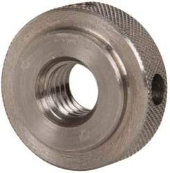 Gibraltar - 3/8-16" UNC Thread, Uncoated, Stainless Steel Round Knurled Check Nut - 3/8" Overall Height, 1" Head Diam, 3/4" Diam x 3/32" Base Height - USA Tool & Supply