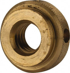 Gibraltar - 1/2-13" UNC Thread, Uncoated, Brass Round Knurled Check Nut - 7/16" Overall Height, 1-1/8" Diam x 5/16" Head Height, 7/8" Diam x 1/8" Base Height - USA Tool & Supply