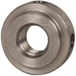 Gibraltar - 1/2-13" UNC Thread, Uncoated, Stainless Steel Round Knurled Check Nut - 7/16" Overall Height, 1-1/8" Diam x 5/16" Head Height, 7/8" Diam x 1/8" Base Height - USA Tool & Supply