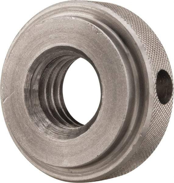 Gibraltar - 5/8-11" UNC Thread, Uncoated, Stainless Steel Round Knurled Check Nut - 1/2" Overall Height, 1-3/8" Diam x 3/8" Head Height, 1-1/8" Diam x 1/8" Base Height - USA Tool & Supply