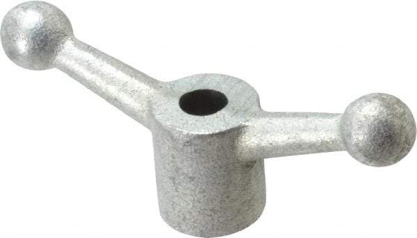 Gibraltar - 2 Offset Arms, 0.499" Hole, Zinc Plated, Reamed Speed Handle - 2-1/4" High, 1/2" Arm Diam, 1-1/8" Hub Diam, 3/4" Ball Diam - USA Tool & Supply