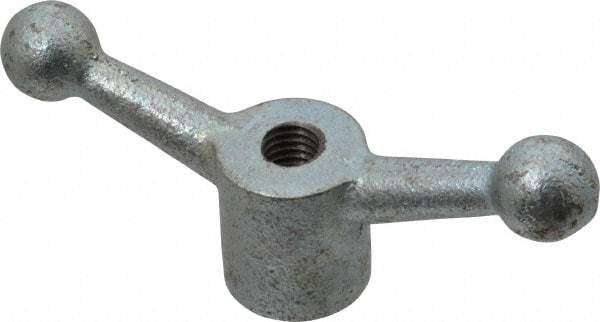 Gibraltar - 2 Offset Arms, 1/2-13" Hole, Zinc Plated, Tapped Speed Handle - 2-1/4" High, 1/2" Arm Diam, 1-1/8" Hub Diam, 3/4" Ball Diam - USA Tool & Supply