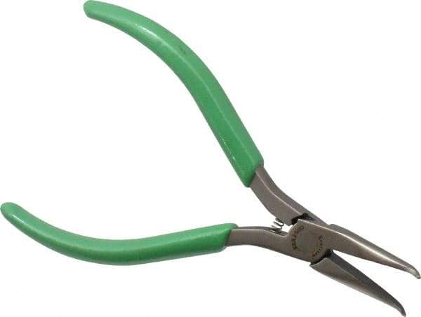 Xcelite - 5" OAL, 1-15/64" Jaw Length x 27/64" Jaw Width, Long Nose Pliers - Serrated, Curved Jaw, Curved Head, ESD Cushion Handles, with Spring - USA Tool & Supply