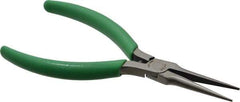 Xcelite - 5-1/2" OAL, 1-11/16" Jaw Length x 15/32" Jaw Width, Long Nose Pliers - Serrated Jaw, Slim Line Head, ESD Cushion Handles, with Spring - USA Tool & Supply